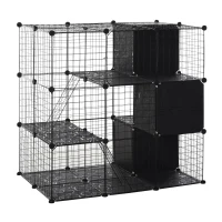 PawHut Pet Playpen with Door Storage Shelf for Kittens Chinchillas and Pet Minks(m-14)