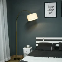 HOMCOM 6FT Arch Shape Floor Lamp with 180° Flexible Lampshade, Adjustable Pole, and Metal Round Base, Cream White(m-10)