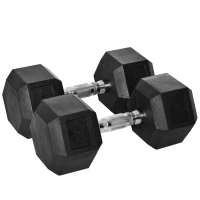 Soozier 2 x 40lbs Hex Dumbbell Set of 2, Rubber Weights Exercise Fitness Dumbbell with Non-Slip Handles, Anti-roll, for Women or Men Home Gym Workout(m-11)