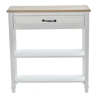 HOMCOM Modern Style Sofa Console Entry Hallway Table with Drawer and Shelves, Sturdy Build, and Large Storage, White(m-11)