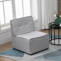 HOMCOM Modern Modular Accent Chair, Armless Fabric Sectional Sofa for Living Room or Bedroom, Grey(m-10)