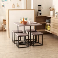 HOMCOM 5 Piece Dining Table Set, Square Kitchen Table Set With Stools for Small Space, Breakfast Nook, Natural Wood(m-16)