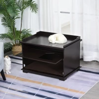PawHut Wooden Cat Litter Box Enclosure Furniture Style Kitten Washroom with Rotated Door End Table Hideaway, Brown(m-10)