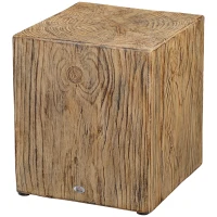 HOMCOM Concrete End Table Rustic Side Table with Wood Grain Finish for Indoors and Outdoors Natural(m-11)
