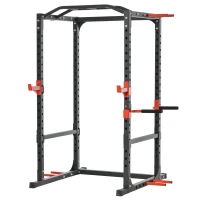 Soozier Adjustable Power Tower Dip Station Pull Up Bar Squat Rack Power Cage At Home Workout Equipment, Upper Body Strength Training Equipment(m-11)