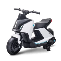 Aosom 6V Kids Motorcycle Dirt Bike Electric Battery-Powered Ride-On Toy Off-road Street Bike with Music, Headlights, Rechargeable Battery, Training Wheels, for Ages 2-4, White(m-11)