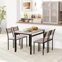 HOMCOM 5 Piece Dining Table Set for 4, Modern Kitchen Table and Chairs, Dining Room Set for Breakfast Nook, Small Space, Apartment, Space Saving(m-10)