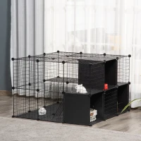 PawHut Pet Playpen with Door Storage Shelf for Kittens Chinchillas and Pet Minks(m-10)