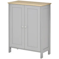 HOMCOM Buffet Cabinet with Storage, Modern Bathroom Floor Cabinet, Sideboard Buffet with 2 Adjustable Shelves and 2 Doors for Kitchen, Living Room, Dining Room, Gray(m-11)