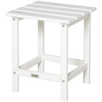 Outsunny Patio Side Table, 15" Square Outdoor End Table, HDPE Plastic Tea Table for Adirondack Chair, Backyard or Lawn, White(m-11)