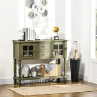 HOMCOM Vintage Console Table with 2 Drawers and Cabinets, Retro Sofa Table for Entryway, Living Room and Hallway, Light Grey(m-10)