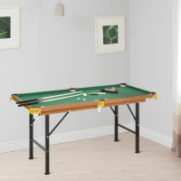Soozier 55" Portable Folding Billiards Table Game Pool Table for Whole Family Number Use With Cues, Ball, Rack, Chalk, Green(m-10)