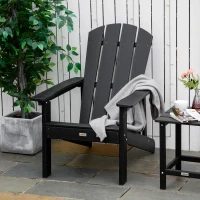 Outsunny Adirondack Chair, HDPE Fire Pit Chair, Weather Resistant Outdoor Chair for Patio, Garden, Backyard, Lawn, Black(m-10)