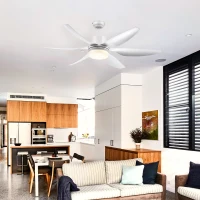 HOMCOM 52" Reversible Indoor Ceiling Fan with Light, Modern Mount LED Lighting Fan with Remote Control, for Bedroom, and Living Room, White(m-10)