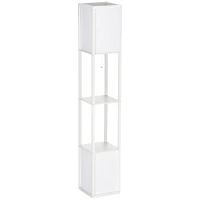 HOMCOM Modern Shelf Floor Lamp with Dual Ambient Light, Standing Lamp Living Room, Bedroom, 10.25"x10.25"x61.5", White(m-11)
