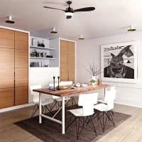 HOMCOM 52" Reversible 3 Blades Ceiling Fan with Light, Modern Indoor Mount LED Lighting Fan with Remote Control, for Bedroom, and Living Room, Brown(m-10)