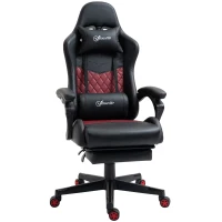 Vinsetto Racing Gaming Chair Diamond PU Leather Office Gamer Chair High Back Swivel Recliner with Footrest, Lumbar Support, Adjustable Height, Black(m-11)