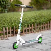 Aosom One-click Folding Kids Kick Scooter w/ Adjustable Handlebar, Push Rider with Kickstand, Dual Brake System, Durable Wheels & Sturdy Bearings, for Boys and Girls, White(m-10)