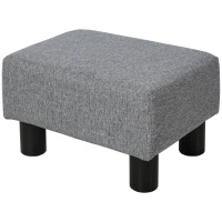 HOMCOM Ottoman Foot Rest, Small Foot Stool with Linen Fabric Upholstery and Plastic Legs, Cube Ottoman for Living Room, Gray(m-11)