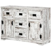 HOMCOM Sideboard Buffet Kitchen Sideboard Cabinet with Five Drawers Two Door Cabinets Adjustable Shelf for Living Room White(m-10)