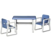 Qaba 3-Piece Kids Table and Chair Set Writing Desk with Armrest, Storage Space for Toddler Activities, Blue(m-13)
