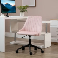 Vinsetto Mid-Back Office Chair, Velvet Fabric Swivel Scallop Shape Computer Desk Chair for Home Office or Bedroom, Pink(m-10)