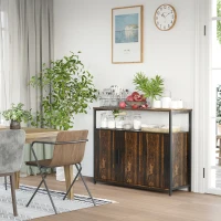 HOMCOM Industrial Sideboard Buffet Cabinet, Kitchen Cabinet with Adjustable Shelves, Coffee Bar Cabinet for Living Room, Bedroom, Hallway, Rustic Brown(m-10)