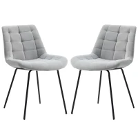 HOMCOM 2 Pieces Dining Chairs, Set of 2 Upholstered Kitchen Chairs with Padded Seat and Steel Legs for Living Room Light Grey(m-2)