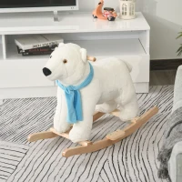 Qaba Kids Ride On Rocking Horse with Soft Polar Bear Body, Fun Roaring Sound, & Safety Handlebars/Footrests(m-10)