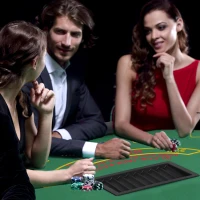 Soozier Poker Table Foldable, 72" Blackjack Table for 7 Players with Chip & Cup Holder, Green Felt(m-10)
