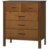 HOMCOM Tall Dresser for Bedroom, 5 Drawer Dresser, Chest of Drawers with Bamboo Frame, Brown(m-11)