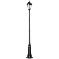 Outsunny 92.5" Outdoor Lamp Post Light, Solar-Powered Streetlight, w/ Clear Glass, Black(m-11)