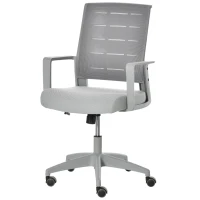 Vinsetto Mid-Back Home Office Chair, Task Computer Desk Chair with Lumbar Support and Adjustable Height, Grey(m-11)