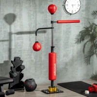 Soozier 4.6'-6.7' Speed Bag Boxing Bag Stand, Reflex Bag Boxing Training Equipment, Speed Punching Bag, Red(m-11)