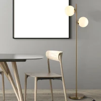 HOMCOM Floor Lamp w/ 2pcs Glass Lamp Shade Modern Portable Decorative Lamp, White(m-10)