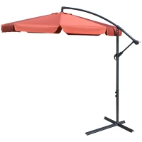 Outsunny 9' Offset Hanging Patio Umbrella, Cantilever Umbrella with Easy Tilt Adjustment, Cross Base and 8 Ribs for Backyard, Poolside, Lawn and Garden, Wine Red(m-11)