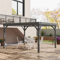 Outsunny 10' x 12' Outdoor Wooden Pergola, Grape Vine Gazebo with Concrete Anchors for Garden, Patio, Backyard, Deck, Gray(m-10)