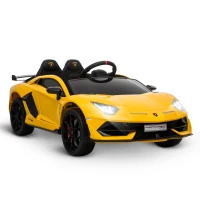 Aosom Compatible 12V Battery-powered Kids Electric Ride On Car Toy with Parental Remote Control Music Lights Bluetooth Suspension Wheels for 3-8 Years Old Yellow(m-10)