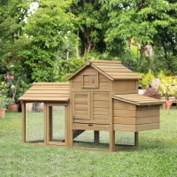 PawHut 59" Small Wooden Chicken coop Hen House Poultry Cage for Outdoor Backyard with 2 Doors, Nesting Box and Removable Tray, Natural Wood(m-11)