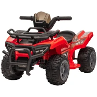 Aosom 6V Battery Powered Electric ATV, Quad Four Wheeler Ride On Toy Car w/ LED Headlights for Kids Toddlers, Red(m-11)