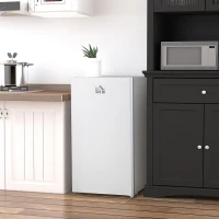 HOMCOM Mini Fridge with Freezer, 3.2Cu.Ft Compact Refrigerator with Adjustable Shelf, Mechanical Thermostat and Reversible Door for Bedroom, Dorm, White(m-13)