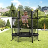 Soozier 5.3' Kids Trampoline with Safety Enclosure for 3-10 Years, Black(m-10)