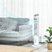 HOMCOM 40" Portable Oscillating Air Cooler Fan for Home Office, 3-In-1 Standing Ice Floor Fan with Humidifier, 3 Modes, 3 Speeds, 8H Timer, Remote, LED Display, White(m-12)