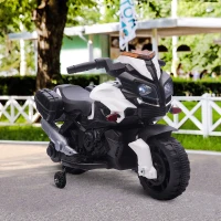 Aosom 6V Electric Motorcycle for Kids, Dirt Bike, Battery-Powered Ride-On Toy Off-Road Street Bike with Pedal, Headlights, and Training Wheels, White(m-10)