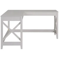 HOMCOM 57" L-Shaped Corner Desk, Computer Home Office Desk and Writing Table, White Wood Grain(m-11)