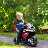 Aosom Licensed 6V Kids Ride on Motorcycle, Off-Road Battery Powered Three Wheels Dirtbike with USB, AUX, Music and Headlight for Toddler, Red(m-10)