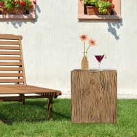 HOMCOM Concrete End Table Rustic Side Table with Wood Grain Finish for Indoors and Outdoors Natural(m-10)