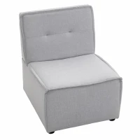 HOMCOM Modern Modular Accent Chair, Armless Fabric Sectional Sofa for Living Room or Bedroom, Grey(m-11)