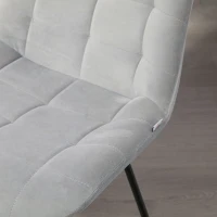 HOMCOM 2 Pieces Dining Chairs, Set of 2 Upholstered Kitchen Chairs with Padded Seat and Steel Legs for Living Room Light Grey(m-9)