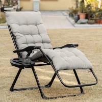 Outsunny Padded Zero Gravity Chair, Folding Recliner Chair with Cup Holder Cushion, Gray(m-13)